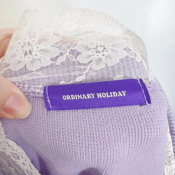 Ordinary Holiday Korean Light Purple Lavender Button Up Cardigan Lace Size L - Picture 7 of 9